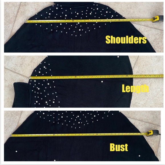 CUSTOMER HOLD!Pearl Studded Poncho Sweater Top - Picture 6 of 6